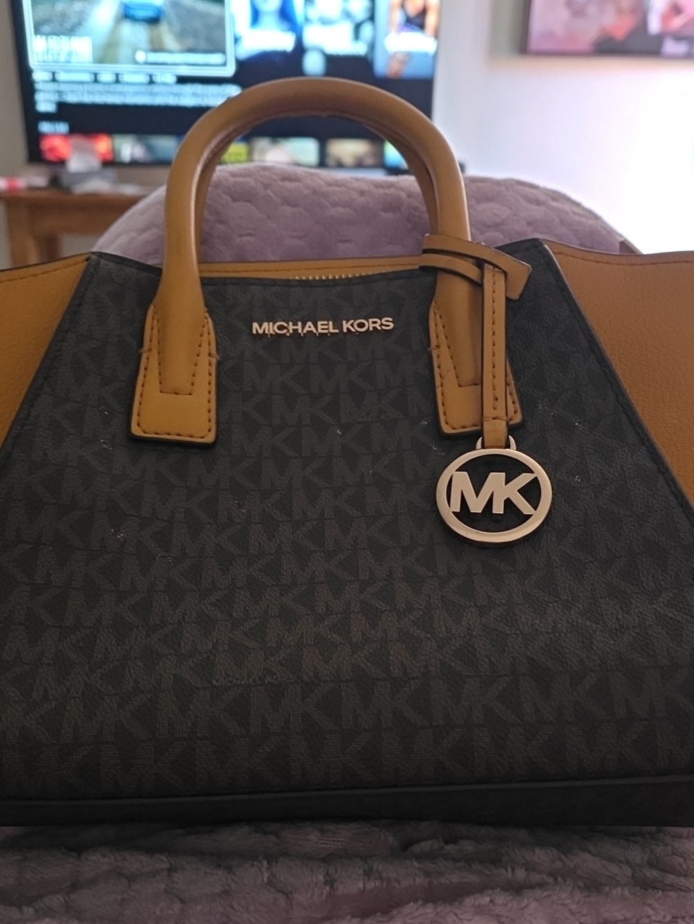 Michael Kors Black & Mustard Signature Satchel